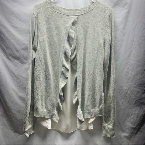 Ann Taylor LOFT Women's Gray Wool Blend Open Back Layered Sweater M - Picture 2 of 4